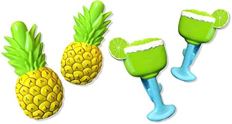 2 SET Lemon Green Cup / Pineapple Beach Toard Clips Tamanho Jumbo para cadeira de praia, pátio de praia de cruzeiro, acessórios