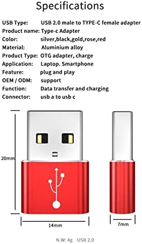 Adaptador de ondas de caixa compatível com TOPELOTEK KIDS Tablet Kids708-USB-A para C PORTCHANGER, USB TIPO-C OTG USB-A Converter Charging