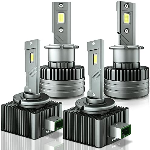 TXBILMOO D3S D4S Kit de conversão do farol LED D3R D4R 6000K 105W Plugue de lâmpadas de farol de feixe baixo alto e lâmpadas