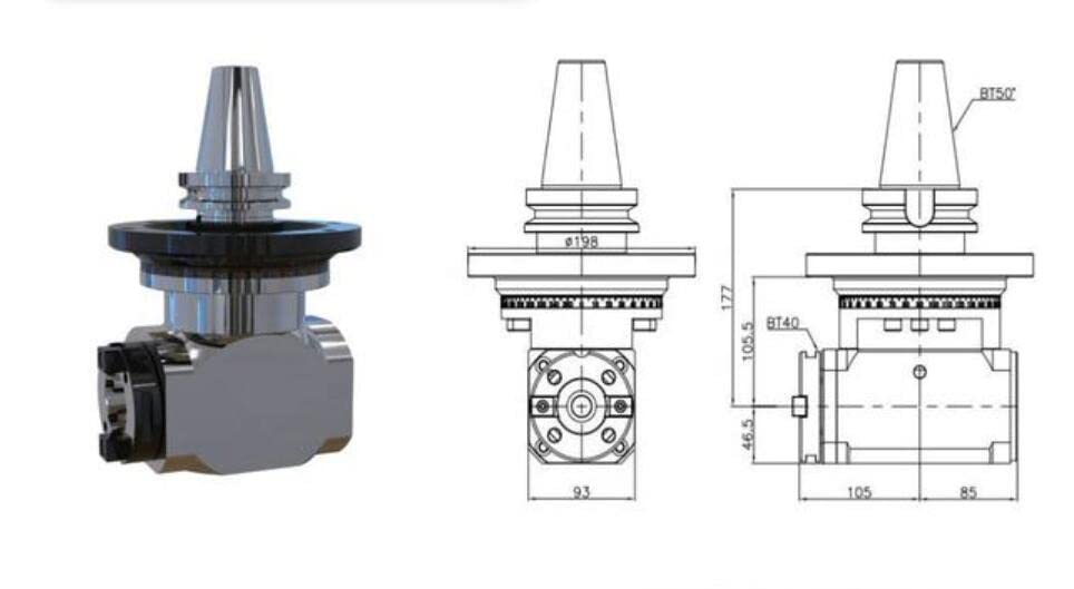 Imput e saída ambos a cabeça do ângulo reto BT40 sem flange 90-BT40 Turning Tool Tool CNC Tolder