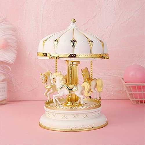 Tfiiexfl elegante colorido glitter carousel caixa de música criança menina de ano novo presente de aniversário (cor: e, tamanho