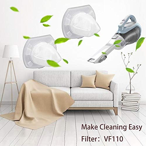 4 Pack Replacement Filter for Black & Decker Power Tools VF110 Cordless Vacuum CHV1410L CHV9610 CHV1210 CHV1510 CHV1410L32