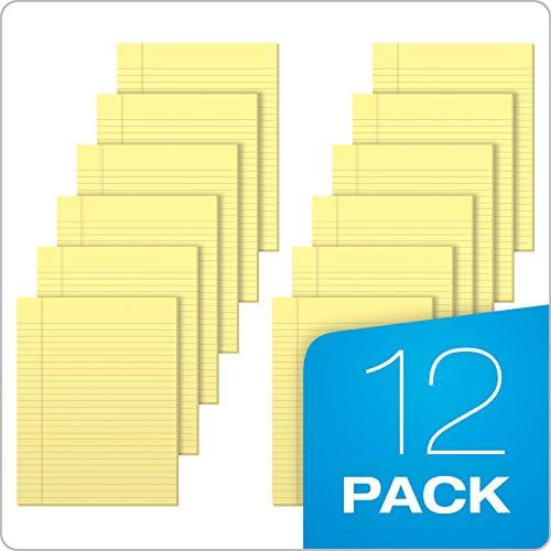 Tops The Legal Pad Plus Writing Pads, cola-top, 8-1/2 x 11, regra legal, papel canário, 50 folhas, 12 pacote