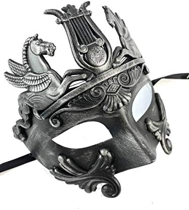 Kb veneziano romano hercules estilo grego máscara de máscara de prata