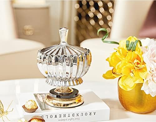 Sawqf Crystal Glass Candy Jar Tanque de armazenamento decorativo transparente com cobertura de armazenamento da base de