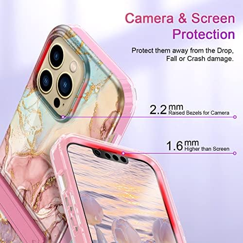 BTSCase para iPhone 13 Pro Case 6,1 polegadas, protetor de tela embutido com kickstand de metal ajustável, camada de corpo inteiro