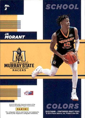 2019-20 Panini Condores Draft Picks School Colors 2 Ja Morant Murray State Racers RC Cartão de negociação de basquete novato