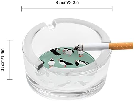 Puffin Bird Glass Ashtray para cigarros redondo bandejas de cinzas para escritório em casa e restaurantes