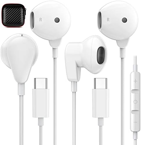 [2pack] fone de ouvido USB C para Galaxy S23 Ultra S22 5G, fone de ouvido estéreo tipo C HiFi com fones de ouvido com fio de microfones