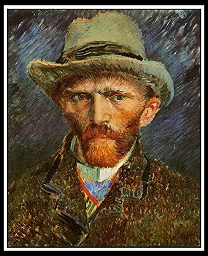DIY 5D Auto -retrato com um chapéu de feltro cinza por Kits de pintura de diamante de Vincent van Gogh para adultos e crianças, pintura