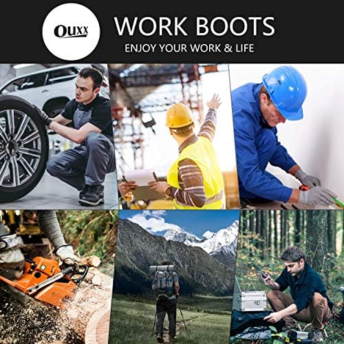 Botas de trabalho masculinas ouxx, zíper YKK, sapatos de segurança de couro de borracha resistentes a aço, impermeabilizados, à prova