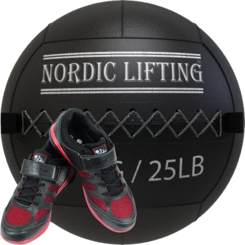 Bola de parede de elevação nórdica 25 lb pacote com sapatos Venja Tamanho 8 - Black Red