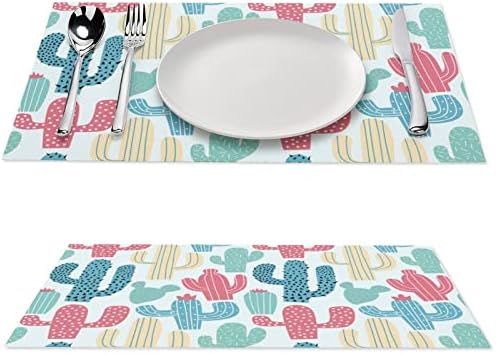 Cactus Cacti PVC Table tapetes laváveis ​​Placemats Tonela de mesa Pad para mesa de jantar