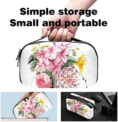 Flor Floral Spring Organizador eletrônico, caixa de proteção à prova de choque, bolsa de bolsa organizadora de cabos pequenos de viagem