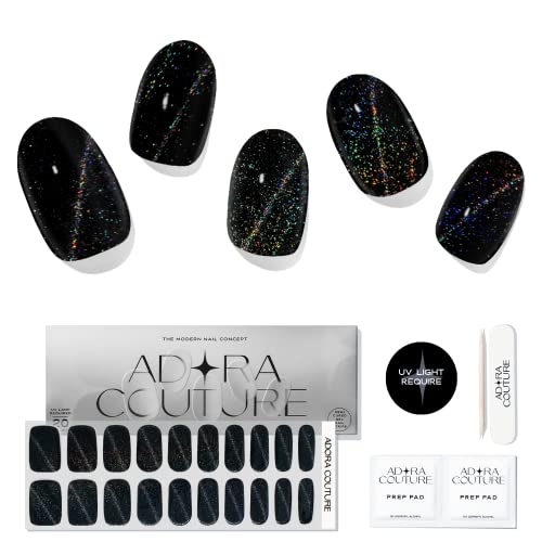 Tiras de unhas de gel semi -curadas ADORA Couture | 20pcs kit de unhas para mulheres | Glitter magnético Glitter Glitter