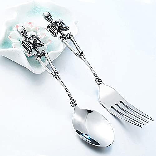 316L Aço inoxidável Personalize Retro Skull Fork/Spoon Tableware Cutlery Spoon Gets Garfos de jantar Bento Acessórios