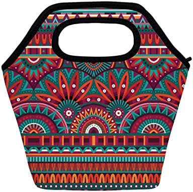 Lunch saco isolado Tribal Ethnic Men Men Lunch Box Office Picnic Office Carting Gourmet Tote Contêiner bolsa quente