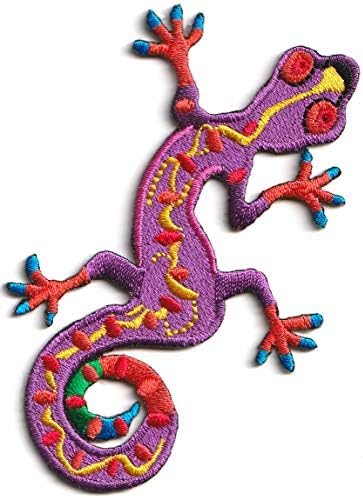 Lote de 4 lagarto gekko salamandra quatro azuis verde vermelho rosa rosa hippie divertido Apliques de ferro bordado LL-1