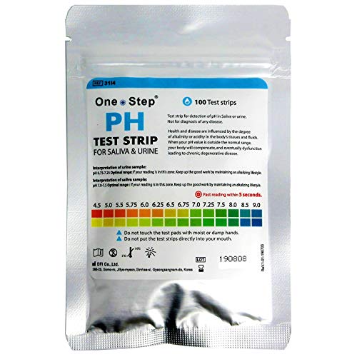 Uma etapa: Testes de pH Saliva e urina 100 Tiras - Faixa 4,5-9.0