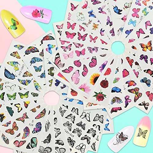 30 tipos/conjunto Ins estilo unhas Asticker francês tinta Aquarela Decorações de obras de borboleta decorações de unhas DIY Design