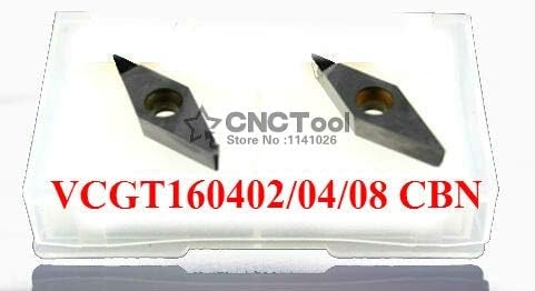 FINCOS 2PCS VCGT160402/VCGT160404/VCGT160408 CBN Inserções, CNC CBN Diamond Insert para inserções de torno para SVJCR/SVVCN