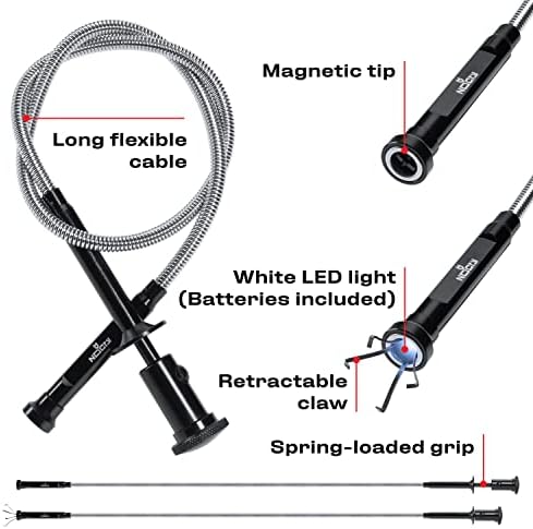 Nocry Magnetic 27.7in Grabber Tool com um cabo extra longo e flexível; Vem com uma garra retrátil, luz LED brilhante e uma