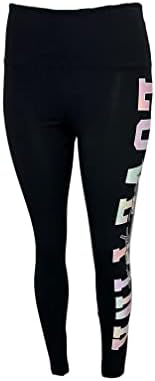 Victoria's Secret Pink ativo na cintura alta comprimento total algodão preto/tamanho multicolor
