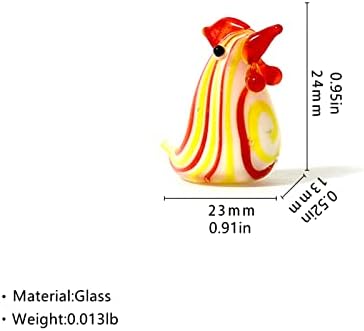 Mini Figuras de vidro de galo, colecionáveis ​​de todos os enfeites de vidro de cockerel coloridos feitos à mão 5pcs, presentes