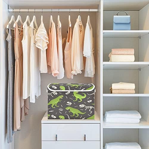 Junzan Dinosaur Skeleton Sleeless Grunge Pattern Storage Bins com tampas caixas de armazenamento empilhável Caixas de armazenamento