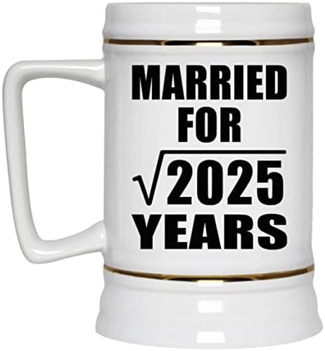 Designsify 45º aniversário casado com raiz quadrada de 2025 anos, caneca de 22 onças de caneca de tanque de cerâmica de cerveja com