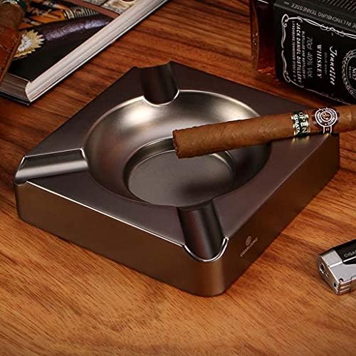 ZXW Cigarray, cinzeiro de metal europeu de estilo europeu grande cinza-aço inoxidável, embalagem da caixa de presente