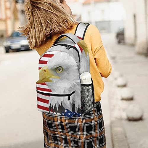 American Flag Eagle Backpack de grande capacidade Funny Printed Graphic 16in para viagens escolares