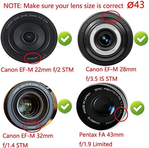 [3-PACK] Tampa da lente EF-M 22mm para Canon M50 M100 M10 W/EF-M 22mm f/2 EF-M 28mm f/3,5 EF-M 32mm f/1.4 lente [43mm]