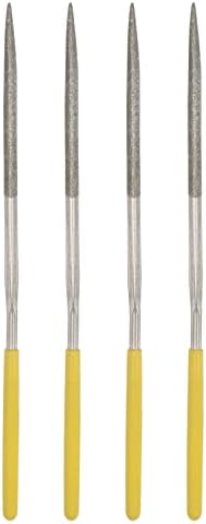 Arquivos de agulha de diamante uxcell, 3 mm x 140mm Triângulo Tipo de arquivo lida com ferramenta manual para mármore de pedra de madeira de metal 4pcs