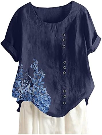 Impressão floral feminina Bohemian Manga curta Camise