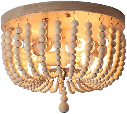 Lariko Boho Chandelier Wood Farmhouse Light Freptlet Frepttle 3 Lights semi-Flush Mount Teto Luminária Luminária de carvalho Lâmpada