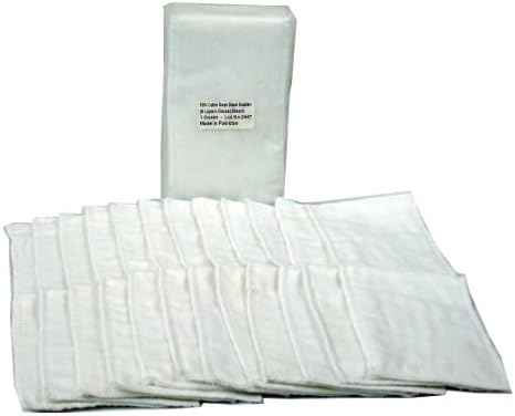 Doubadores de fraldas de pano de gaze osocozy - Algodão de gaze não branqueado, 4x12 polegadas, 6 camadas de
