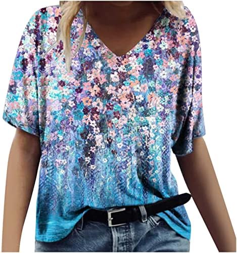 Camiseta de blusa para meninas adolescentes outono de verão de manga curta vilão de algodão de pescoço de pescoço