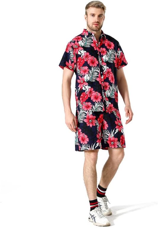 Mens sets curtos roupas camisas havaianas sets curtos de 2 peças de botão casual Down Beach Floral Track Suit