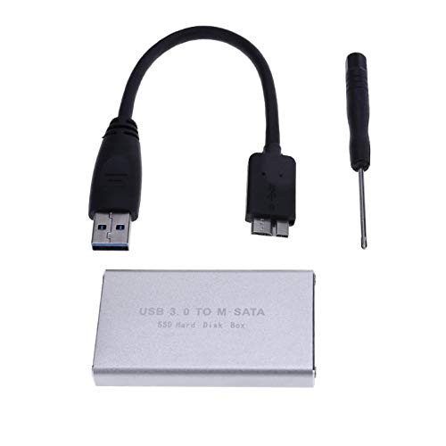 MSATA de alta velocidade de prata para USB3.0 SSD Disco rígido Caixa de disco rígido de disco rígido com indicador de LED indica