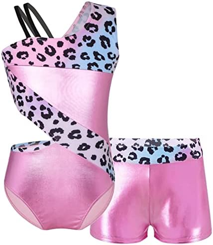 VERNLAN GYM FLUCHARDS PARA GIRLES CRIANÇAS DO GRANÇAS SPEKLE METALIC CUTOUT Leotard com macacão de shorts para biketards de dança