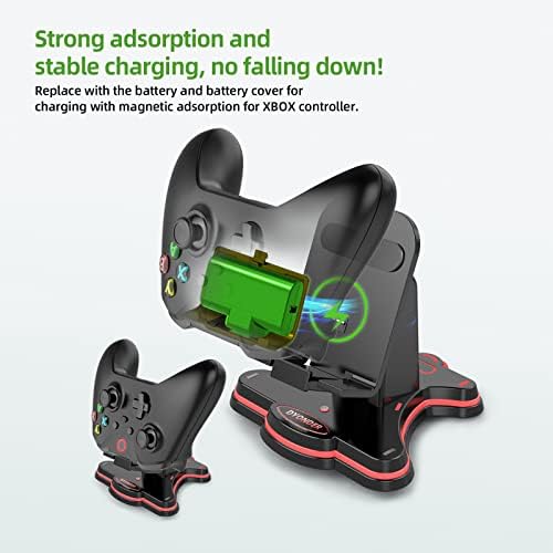 Charger Stand for Xbox Series X Controller com 1 pacotes de bateria recarregável de 1100mAh, para a estação Xbox One x gamepad com luz respiratória e função de carregamento magnético