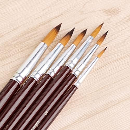 6pcs nylon pêlos redondos artistas apontados pincel pincel para aquarela acrílica suprimentos de arte de óleo acrílico