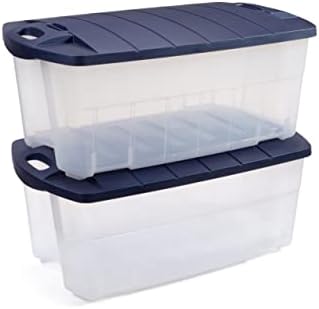 Rubbermaid de 28 galões Jumbo Clear Tote, empilhável, grande capacidade, organizadores de armazenamento em casa, garagem