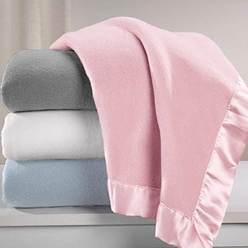 American Baby Company Fleece Blanket 40 L x 30 W com 2 acabamentos em cetim, branco, para meninos e meninas