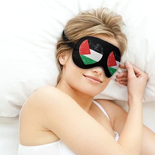Máscara para os olhos da bandeira do coração da Palestina para Blackout Night Blackfold com cinta ajustável para homens mulheres
