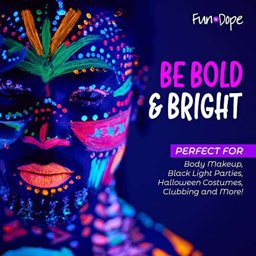 Tintura corporal UV e tinta facial - 8 cores - Blacklight Reactive Tintas - Maquiagem corporal brilha no escuro para festas de luz