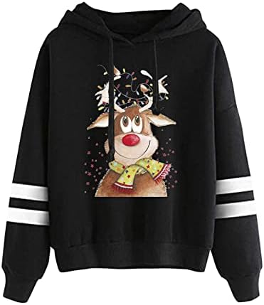 Tops casuais de manga longa Capuz de natal Tops Drawtring Hoodie Mulheres soltas solas com capuz