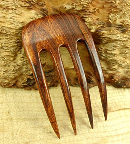 JWL Laos Rosewood Four Prong Curved 5 polegadas Hair Stick Pic Pic Pin Fork - estilo havaiano