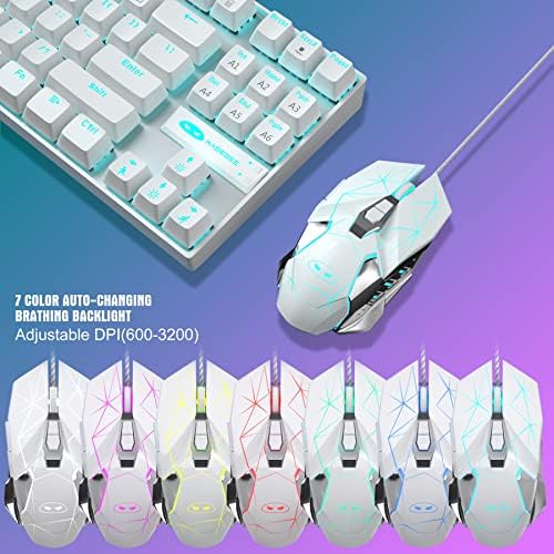 Teclado de jogos mecânicos e combinação de mouse, teclado mecânico 87 teclas Small Compact LED LED Lit - Mk1 Wired USB Gaming Keyboard